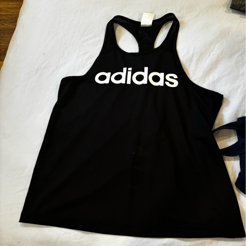Adidas Black Sleeveless Top with White Logo
